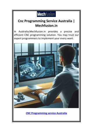 Cnc Programming Service Australia  Mechfusion.in