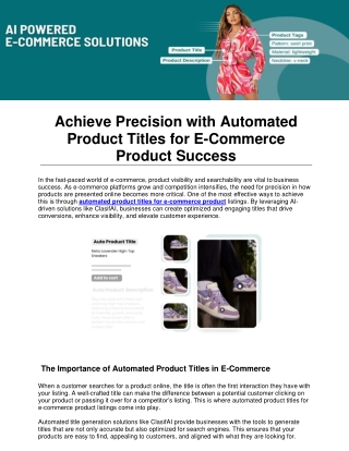 Achieve Precision with ClasifAI Automated Product Titles for E-Commerce Product