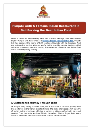 A Famous Indian Restaurant in Bali Serving the Best Indian Food