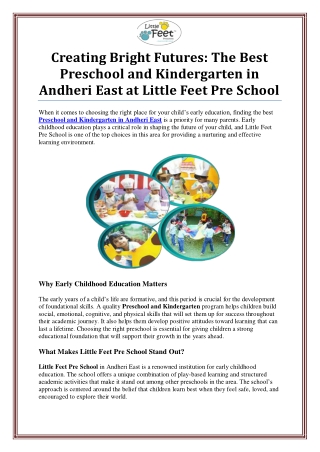 Best Preschool and Kindergarten in Andheri East by Little Feet Preschool