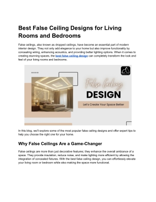 Best False Ceiling Designs for Living Rooms and Bedrooms