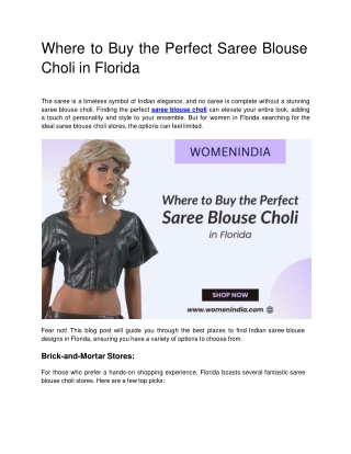 Where to Buy the Perfect Saree Blouse Choli in Florida (1)