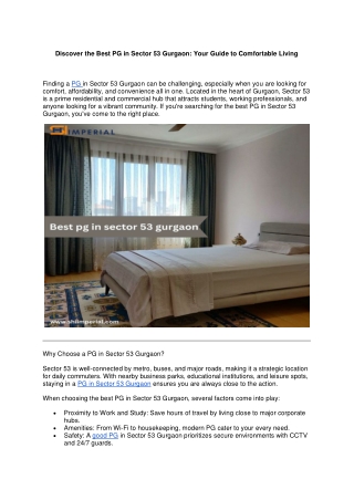 Discover the Best PG in Sector 53 Gurgaon