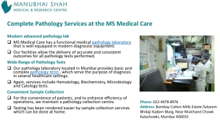 From Routine to Specialized : Pathology Tests That Matter at MS medical Care