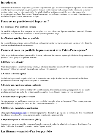 “Comment créer un portfolio impressionnant avec l’aide d’une agence?”