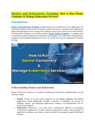 Docker and Kubernetes Training - Visualpath
