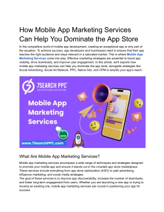 How Mobile App Marketing Services Can Help You Dominate the App Store