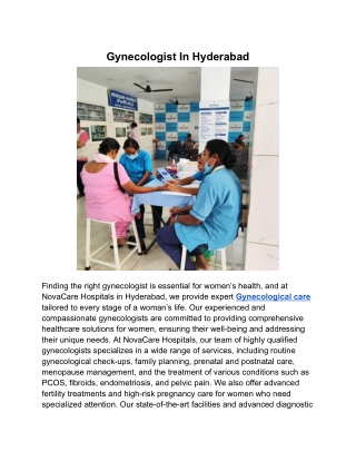 Gynecologist In Hyderabad  _ Novacare Hospitals