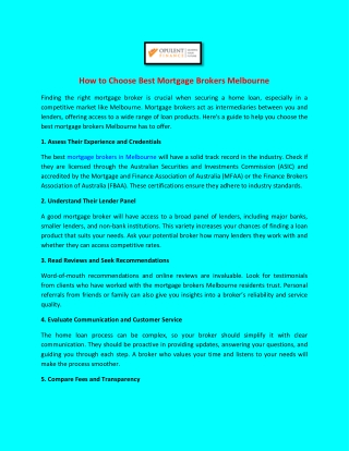 How to Choose Best Mortgage Brokers Melbourne