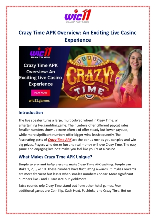 Crazy Time APK Overview: An Exciting Live Casino Experience