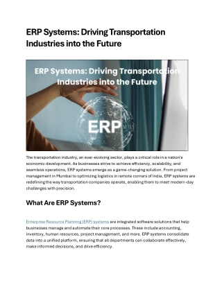 ERP Systems Driving Transportation Industries into the Future