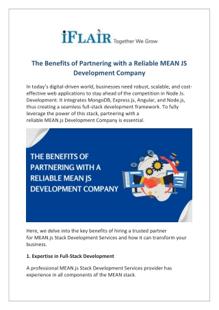 The Benefits of Partnering with a Reliable MEAN JS Development Company