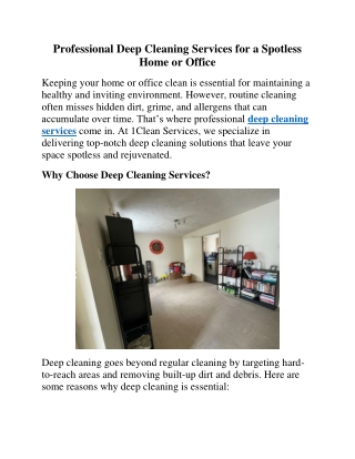 Professional Deep Cleaning Services for a Spotless Home or Office