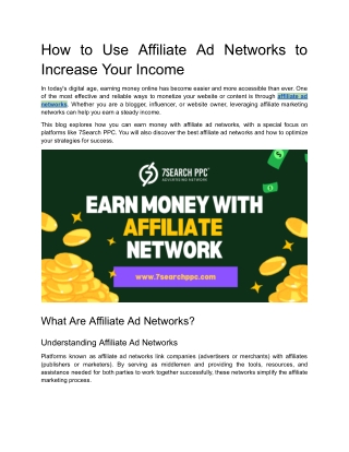 How Affiliate Ad Networks Can Help You Earn Money (1)