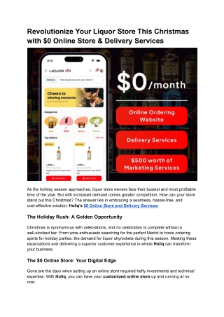 Revolutionize Your Liquor Store This Christmas with $0 Online Store & Delivery Services
