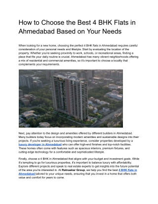 Affordable 4 BHK Flats in Ahmedabad by Ratnaakar Group