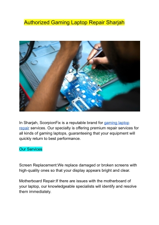 Authorized Gaming Laptop Repair Sharjah
