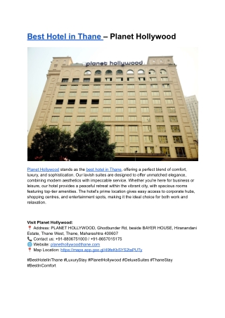 Best Hotel in Thane – Planet Hollywood