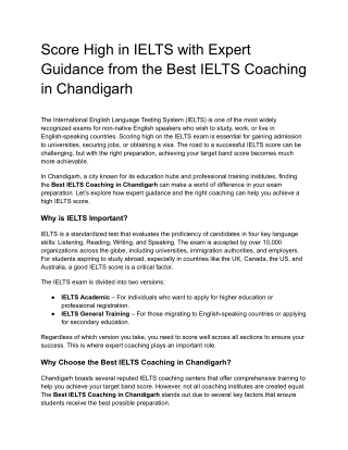 Score High in IELTS with Expert Guidance from the Best IELTS Coaching in Chandigarh