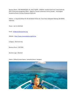 FOR INDONESIAN, UK, USA CITIZENS - CANADA  Canadian Electronic Travel Authority