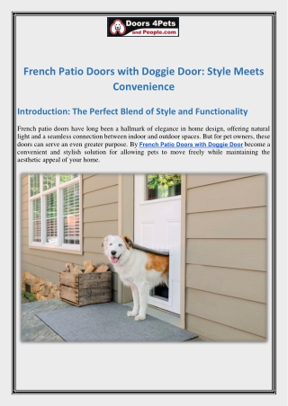 French Patio Doors with Doggie Door Style Meets Convenience