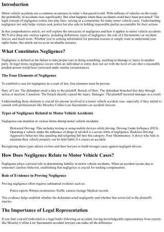 .What Constitutes Negligence And How It Relates To Motor Vehicle Cases?