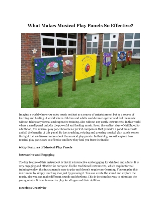 What Makes Musical Play Panels So Effective