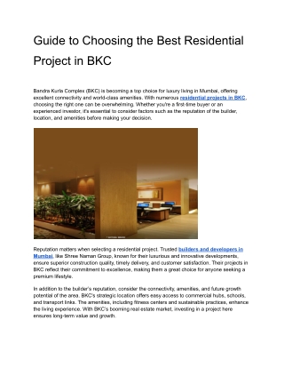 Premium Residential Project in BKC - Shree Naman Group