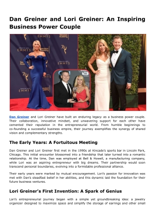 Dan Greiner and Lori Greiner_ An Inspiring Business Power Couple