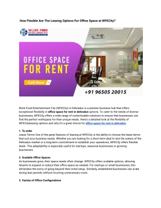 How Flexible Are The Leasing Options For Office Space at WFECity