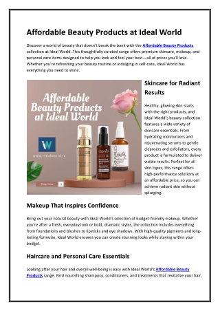 Affordable Beauty Products at Ideal World
