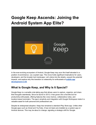 Google Keep Ascends_ Joining the Android System App Elite