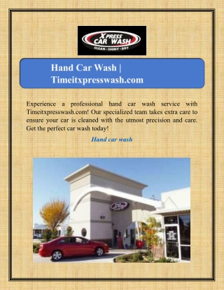 Hand Car Wash | Timeitxpresswash.com