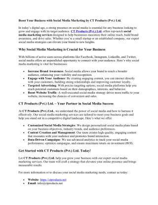 Boost Your Business with Social Media Marketing by CT Products