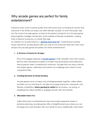 Why arcade games perfect for family entertainment