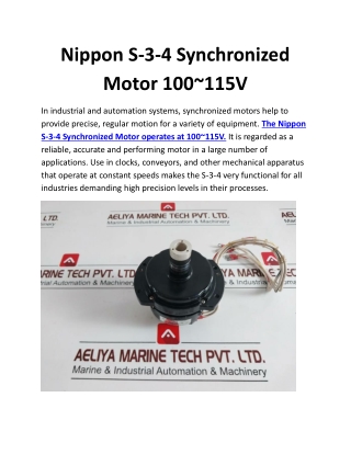 Nippon S-3-4 Synchronized Motor 100~115V