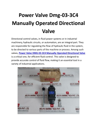Power Valve Dmg-03-3C4 Manually Operated Directional Valve