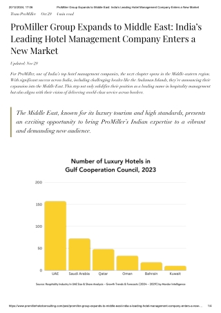 ProMiller Group Expands to Middle East_ India’s Leading Hotel Management Company Enters a New Market