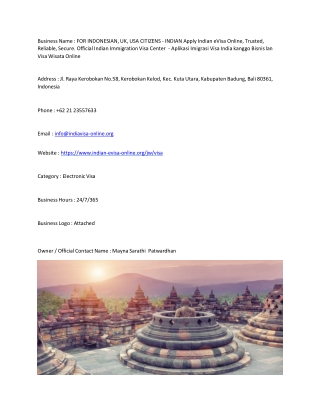 FOR INDONESIAN, UK, USA CITIZENS - INDIAN Apply Indian eVisa Online, Trusted, Re