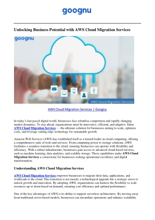 AWS Cloud Migration Services | Goognu