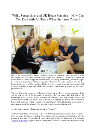 Wills, Successions and UK Estate Planning – How Can You Deal with All These When the Time Comes