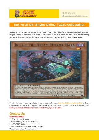 Buy Yu-Gi-Oh! Singles Online