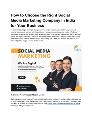 How to Choose the Right Social Media Marketing Company in India for Your Business