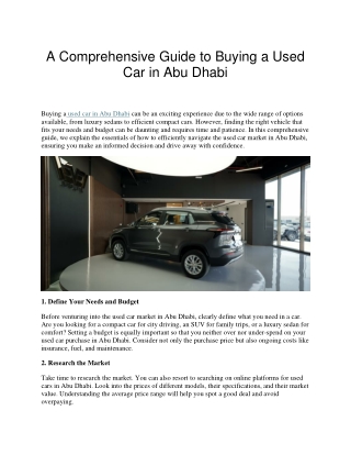 A Comprehensive Guide to Buying a Used Car in Abu Dhabi