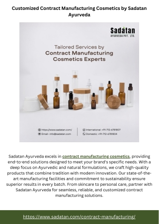 Customized Contract Manufacturing Cosmetics by Sadatan Ayurveda