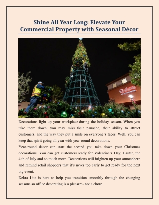 Shine All Year Long - Elevate Your Commercial Property with Seasonal Décor