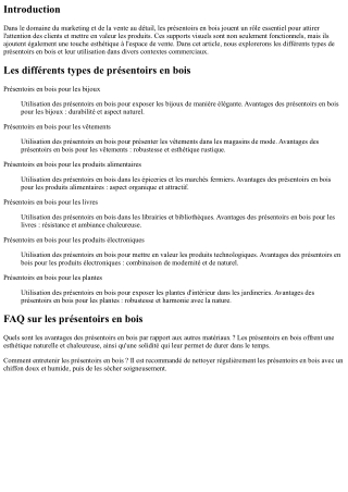 Les différents types de présentoirs en bois et leur utilisation