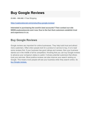 Buy World-Wide best Google Reviews for 2025