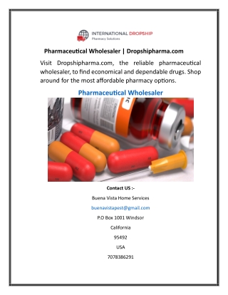 Pharmaceutical Wholesaler  Dropshipharma.com