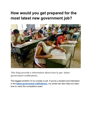 How would you get prepared for the most latest new government job
